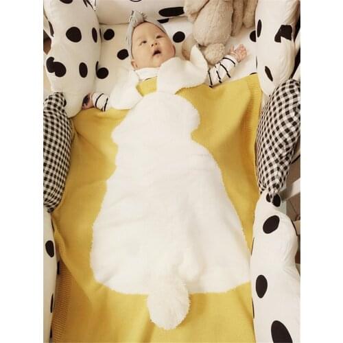 Newborn Cute Big Rabbit Ear Blanket Baby Blankets Soft Warm Knitted Swaddle Kids Bath Towel Baby Toddler Bedding Blankets
