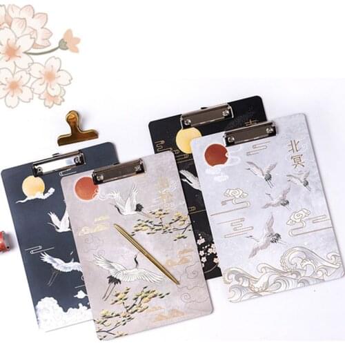 Retro Chinese Style A4 Folder Clipboard Wooden Writing Pad Clips Document File Board Clamp, Drawing Folders Holder For Office