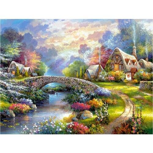 Landscape Waterfall DIY 11CT Cross Stitch Embroidery Kits Needlework Craft Set Cotton Thread Printed Canvas Home Room