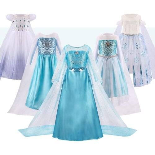 Princess Dress for Girls Snow Queen Elsa Cosplay Costume Childrens Makeup Kids Baby Girl Birthday Party Christmas Evening Dress