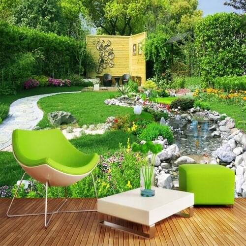 River Garden Nature Landscape Custom 3D Photo Wallpaper For Living Room Kitchen Restaurant Waterproof Self-adhesive Mural Paper