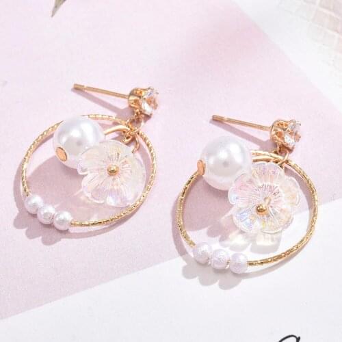 Luxury Inlaid Zircon Star Earrings New Trend Women Earrings Simple Flower Women Pearl Earrings Elegant Women Jewelry Accessories