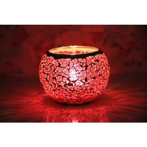 1PC Handmade Glass Mosaic Candle Holder European Candlestick Tea Candle Holder Home Candlelight Dinner Cafe Decor JX 1130