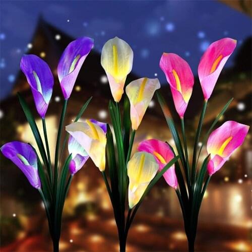 LED Solar Light Calla Lily Lantern Garden Lawn Landscape Plug-in Lamp for Outdoor Grass Pathway Street Decoration