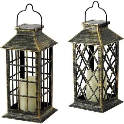 Vintage LED Candle Light Waterproof Candlestick Lamp Outdoor Garden Hanging Lamps Auto Sensing Lights