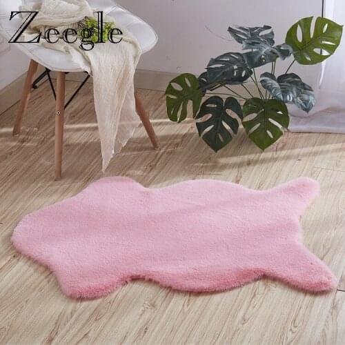 Zeegle Shaggy Faux Rabbit Fur Carpet for Living Room Plush Chair Sofa Cover Floor Mat Home Decor Bedroom Bedside Area Rugs