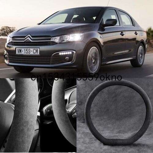 For Citroen C5 Elysee Car Steering Wheel Cover Black Alcantara Suede Car Accessories