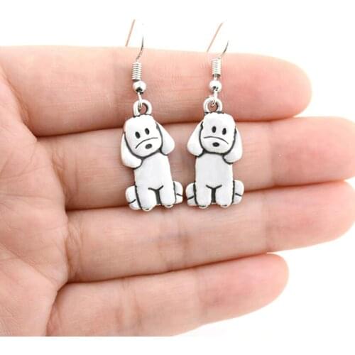 New Poodle Drop Long Earrings For Women Boho Cute Dog Brincos Fashion Jewelry Dangle Earring Pendientes Pet Lover Party Gifts