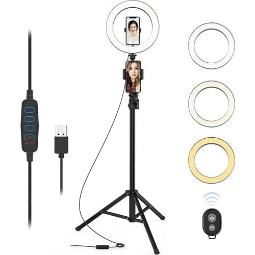10 Inch LED Selfie Ring Light Tripod Stand Phone Holder Circle Video Lights Lighting MakeUp Live Photo Photography Vlog Lamp