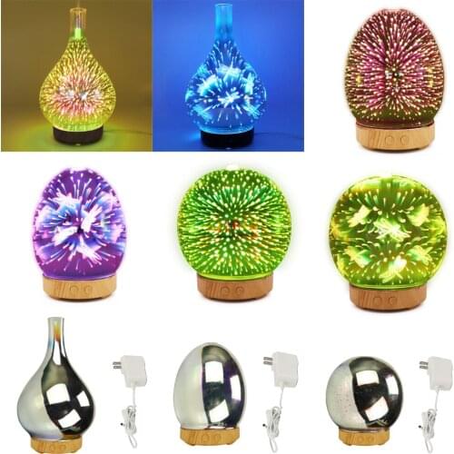 100ml 3D Light Glass Humidifier Essential Oil Diffuser Unit US