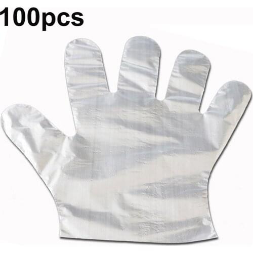 100pcs Disposable plastic gloves Household Food Grade Catering Gloves Food Handling Transparent Gloves Thick PE film gloves