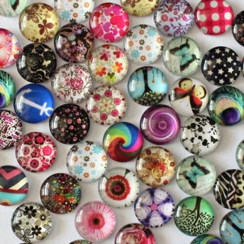 12mm Mixed Style Round Glass Cabochon Dome Cameo Jewelry Finding 50pcs/lot (K02709)