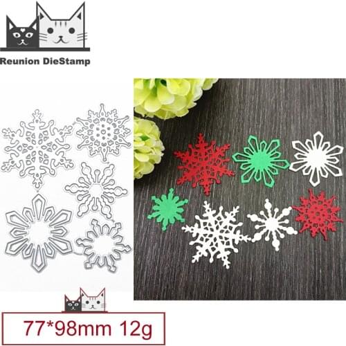 5Pcs Merry Christmas Snowflakes Metal Cutting Dies Scrapbooking Craft Mold Stencil Handmade Paper Card Embossing Die Cuts