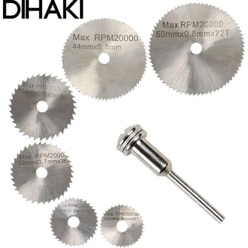 7PCS 20-50mm HSS Circular Saw Blade Rotary Tool For Dremel Metal Cutter Power Tool Set Wood Cutting Discs Drill Mandrel Cutoff