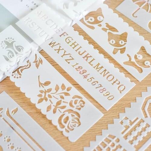 8 sets of hollow hand copy newspaper template artifact diy hand account drawing universal student material painting album ruler