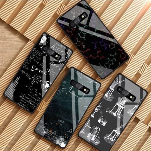 Science Tempered Glass Phone Case For Samsung Galaxy S8 S9 S10 S20 PLUS J8 J6 J4 2018 NOTE 8 9 10 Cover Shell