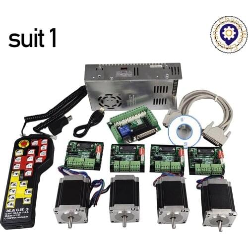 CNC suit 4-axis mach3 controller kit , Nema23 76mm 3A stepping motor + CNC 4-axis TB6560 stepping motor driver + mach3 handwheel