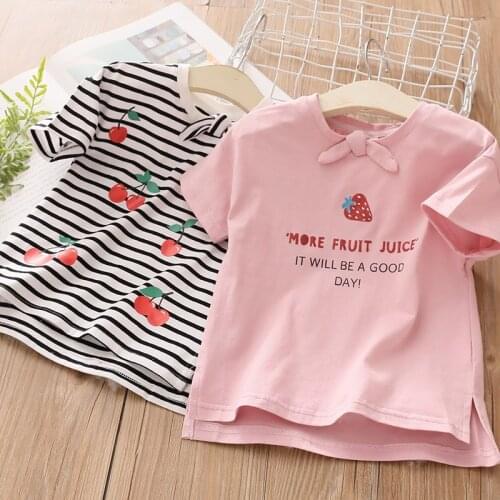 Baby Short Sleeve T-shirt 2021 Summer New Girls' Clothing Childrens round Neck Shirt