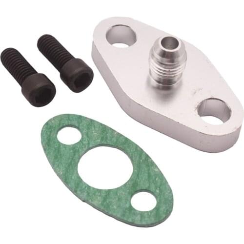 Turbo Oil Drain Flange 4AN Adapter Fits Most Turbo Adaptor with M8 x 1.25 Bolts, T6061 Billet Aluminum
