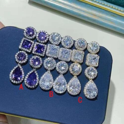 Funmode Purple Color Water Drop Earrings For Women Bridal Accessories Gold Color Party Earring Jewelry Wholesale FE306