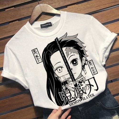 Demon Slayer T-Shirt Men Cotton T Shirt Anime Kamado Tanjirou Kamado Nezuko Clothes Anime Tops Tees