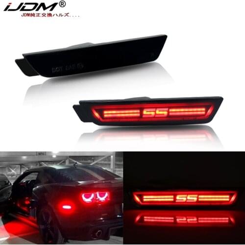 IJDM LED Rear Side Marker Lamps w/ Red SS logo LED Lights For 2010-2015 Chevy Camaro, Replace OEM Back Sidemarker Lamp