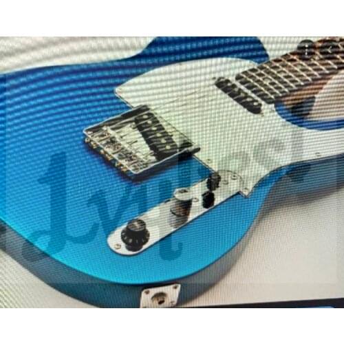 Customized electric guitar with maple neck and fingerboard,alder body,metalic blue color body,chrome parts,white pickguard