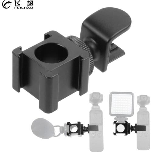 FEICHAO 3 Hot Shoe w 1/4 Screw Mount Adapter Flash Microphone Bracket Holder for DJI Osmo Pocket 2 Video Camera Gimbal Accessory