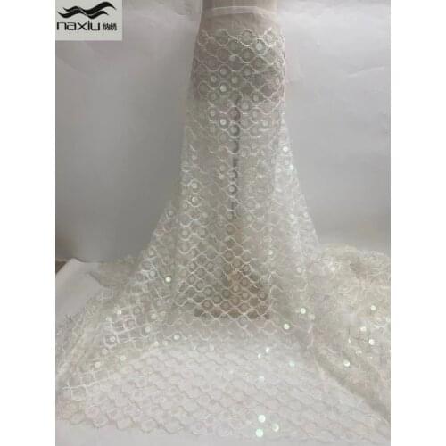 Madison African Lace Fabric With Sequins 2021 High Quality Lace Nigerian Embroidery Lace Fabrics For Wedding Sewing