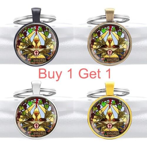Buy 1 Get 1 Holy Christian San-greal the Last Supper Cross Key Chain Classic Men Women Jewelry Gifts Key Rings