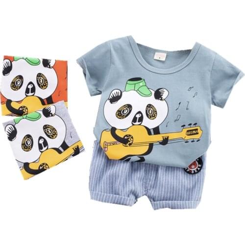 Short sleeve Summer Baby Boy Suit Children Clothing Set infant panda T-Shirt + pants 2PCS Casual Boys Outwear For Kids Outfit