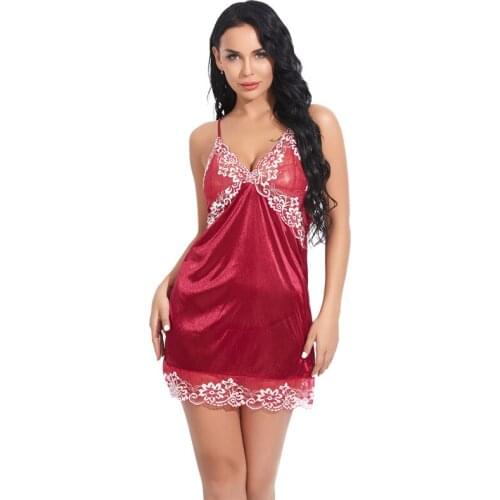 Fashion Hot Explosive Womens Lace Nightdress Sexy Suspenders Leaking Back European And American Hot-Selling Sexy Suit