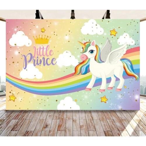 My Little Princess Birthday Decor Backdrops Rainbow Glitter Golden Stars Crown Newborn Baby Shower Photo Backgrounds