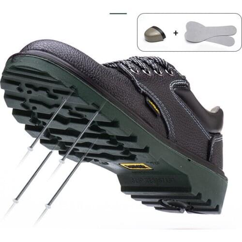 ZEEKSON Large Size Construction Site Work Shoes Anti-smashing Lace-up Non-slip Safety Shoes Thick-soled Protective Mens Shoes