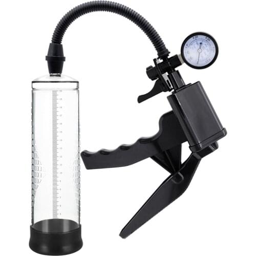 Male Penis Pump Enlarger Extender Enhancer Erection Aid Vacuum with the Pistol Grip Handle Penile Bigger Growth Sex Toy for Men