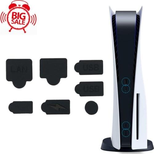 7pcs Silicone Dust Plugs Set USB HDM Interface Anti-dust Cover Dustproof Plug Cover Stopper For PS5 Game Console Accessories