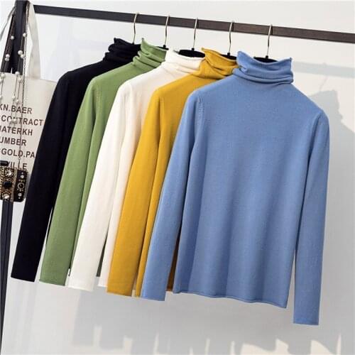 New Autumn and Winter Woman Sweaters Fashion Solid Color Thicken Womens Sweaters Computer Knitted Slim Fit Lady Sweaters