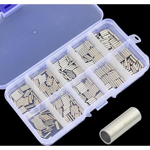 Fishing Crimp Sleeves 500pcs Assorted Mixed Size Copper Single Round Fishing Line Crimping Tube Wire Crimp Connector