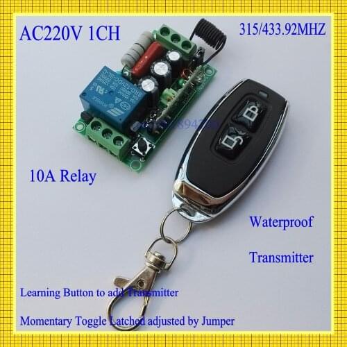 Remote Control Switches 315mhz Light Lamp LED Power Wireless Controller AC 220V 1CH 10A Relay Receiver Transmitter Lock Unlock