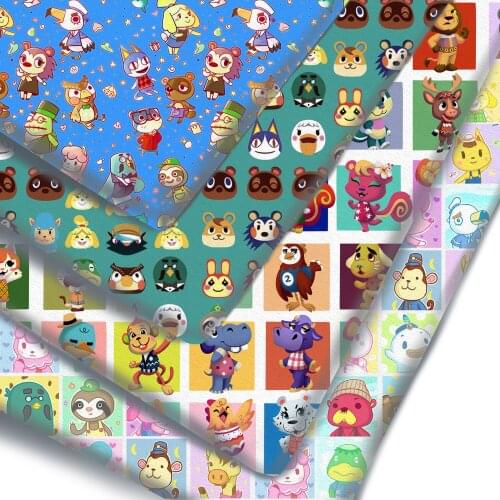 Half Yard Polyester Cotton Fabric Animals Cat Dog Print Fabric For Tissue Kids Home Textile DIY Crafts Supplier