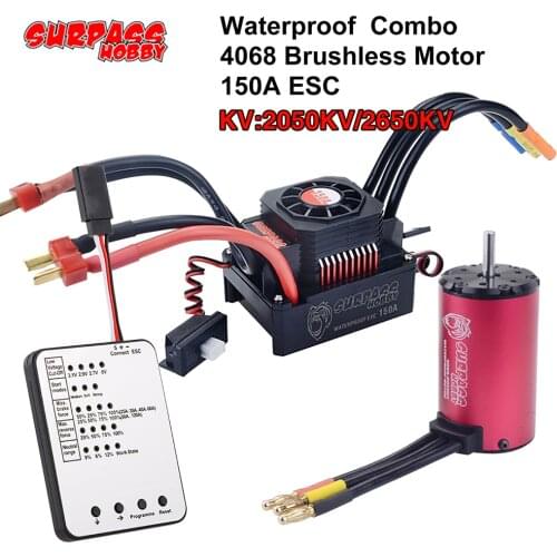 Hot SURPASSHOBBY Waterproof Combo KK 4068 2050KV 2650KV Brushless Motor w/150A ESC for Tamiya Axial 1/8 RC Drift Racing Car