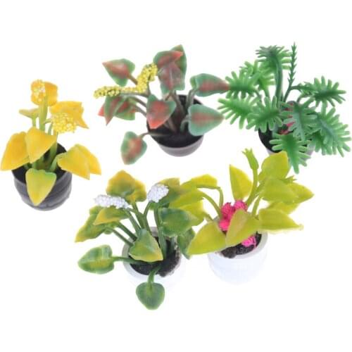 Lovely Potted Plant Flowers Pot Doll House Decor Furniture Craft doll Miniature Fairy Garden Ornament Random Send