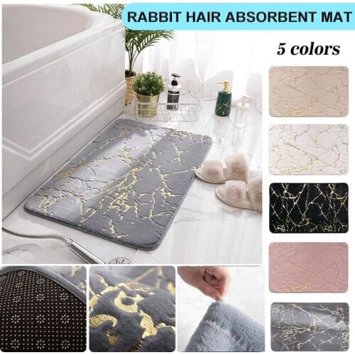 Anti-slip Bathroom Mat Super Absorbent Shower Carpet Toilet Artificial Rabbit Fur Carpet Home Decoration Bathroom Accessories