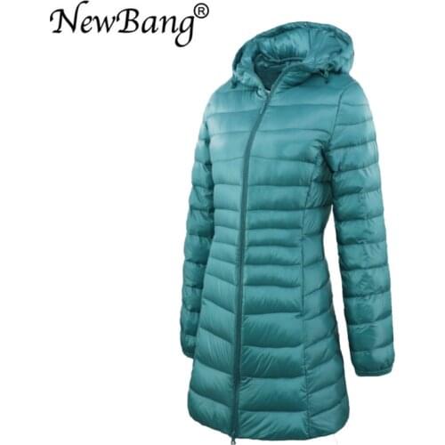 NewBang Brand 7XL 6XL Ladies Long Warm Down Coat Women Ultra Light Down Jacket With Bag Womens Overcoats Hip-Length