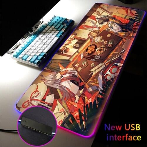 RGB Mouse Pad USB Hub Azur Lane Anime Girl MousePad Carpets Rugs Four USB Docking Dock Typec Interface Multi-interface Desk Mat