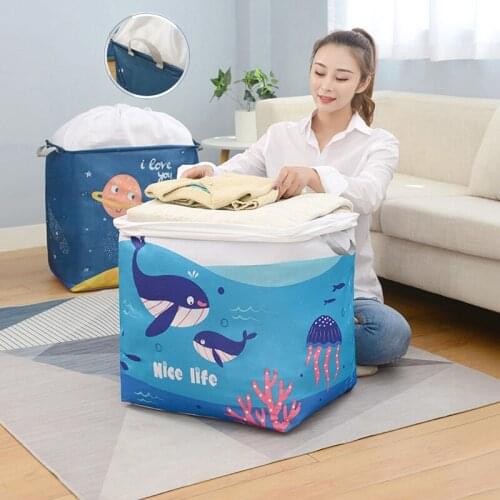 Foldable Laundry Basket Cartoon Pattern Dirty Clothes Toys Storage Hamper With Drawstring Moisture-proof Home Sundries Organizer