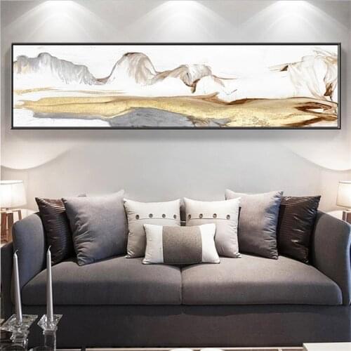 Modern Abstract Landscape Canvas Painting Posters and Prints Wall Art Golded Mountains Pictures Cuadros for Living Room Decor