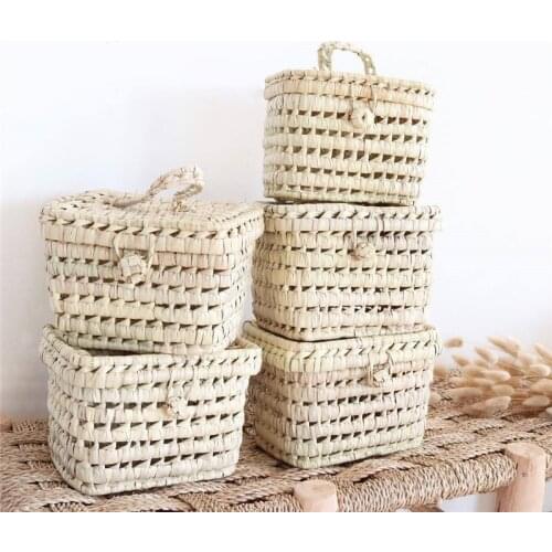 Handmade Rattan Basket Cute Kids Storage Picnic Handbag Baby Room Nursery Decor Wicker Organizer Bag Neatening Home Decorations