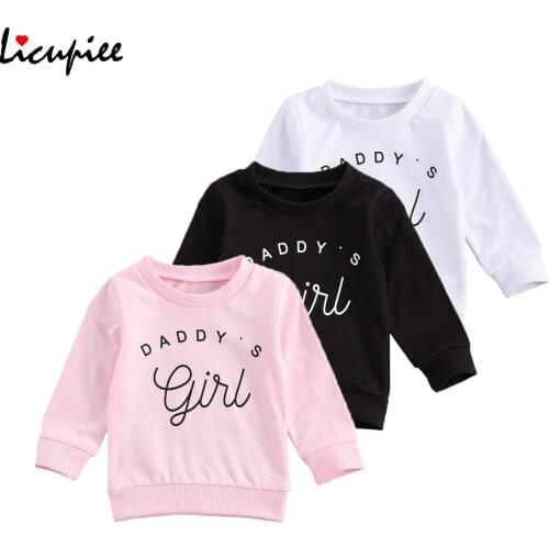 Toddler Baby Girls Sweatshirts, Cute Girl Letter Print Long Sleeve Crew Neck Pullover Tops 0-3 Years