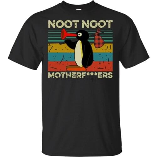 Pingu Noot Noot Motherfcker Vintage T-Shirt Black-Navy For Men-Women Top Quality Tee Shirt